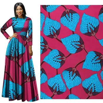 

Red and Blue African Real Wax Print Fabric For Wedding Party Dress 2020 New Arrival Ankara Wax Fabric DIY Sewing Materials