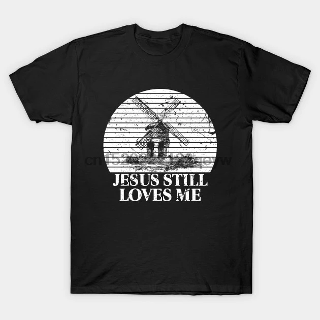Мужская футболка Jesus still loves me windmill Ретро винтажная Подарочная Футболка женская |