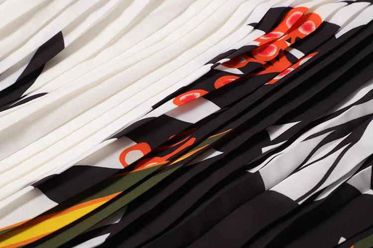 SEQINYY плиссированное платье Лето Весна модный дизайн женское полурасклешенное свободное платье с зелеными листьями и цветами с поясом
