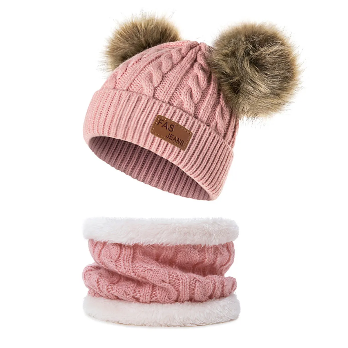 YEABIU 2 шт. милый зимний детский набор из шапки и шарфа Детские теплые зимние шапки вязаные хлопковые шапки для новорожденных детей шапки шарф костюм