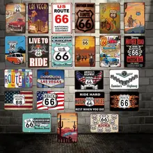 [Mike86] проезжать здесь мотор трасса 66 классический американский шоссе металлический знак Старинный Рисунок металлической рамке плакат искусство 20*30 см LT-1831