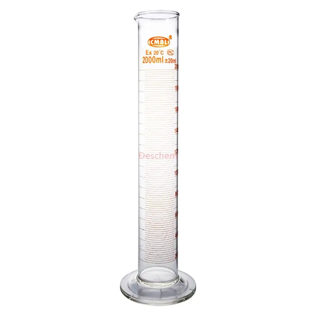 2000ml,Glass Measuring Cylinder 2L Graduation With Spout Mouth Lab Glassware