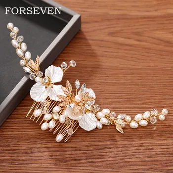 

Luxury Pearl Flower Wedding Hair Comb Bridal Hair Accessories For Women Head Jewelry Handmade Bridal Hair Comb Wedding Headpiece