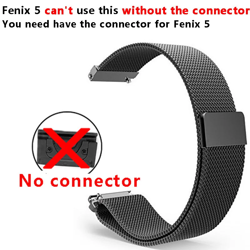 Milanese Black 22 мм Fenix 6 Quick Fit спортивный силиконовый браслет для Garmin Fenix 5/5 Plus/Forerunner 935/Instinct/Quatix 5 ремешок для часов - Цвет: Milanese Black