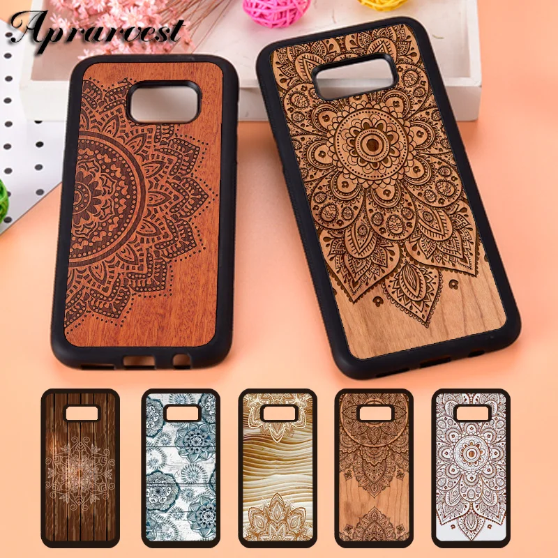 Aprarvest Mandala Wood Floral Tpu Cover Per Telefono Per Samsung Galaxy S5 S6 S7 Edge S8 S9 Plus S10 Lite S10E Note 5 8 9 10 Plus