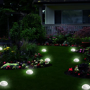 

Outdoor Solar Ground Lights 10 LED Waterproof Solar Disk Lights Underground Garden Led Night Solar Light Backyard Lamp