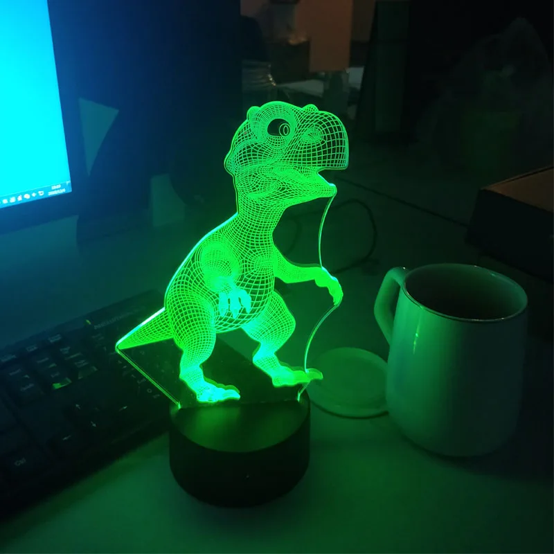 3D иллюзия животных Динозавр лампа светодиодная подсветка USB настроение