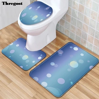 

Thregost Bathroom Anti-slip Carpet Toilet Cover Mat Foot Mat Washable Bathroom Rug Set 3pcs/set Modern Print Toilet Rugs