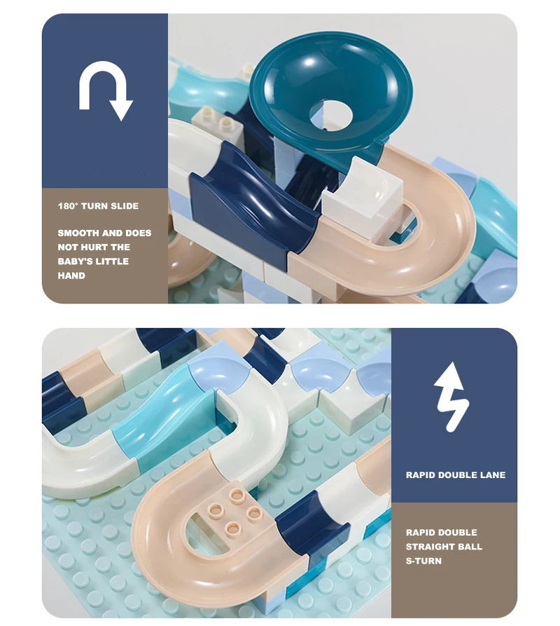 80-360 шт мраморный гоночный лабиринт, шарики, строительные блоки, воронка, слайды, колесо, большое здание, кирпич, игрушка, совместимая с Duploed