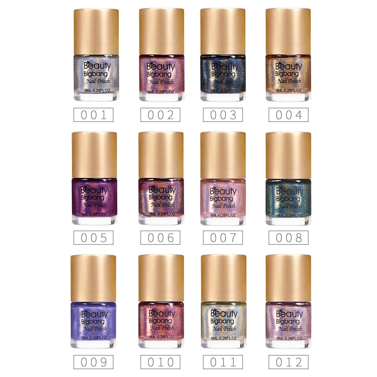 BEAUTYBIGBANG 12 Colors 8ml Holographic Laser Glitter Nail Art Stamping Polish Hologram Effect Varnish For Nails Pretty