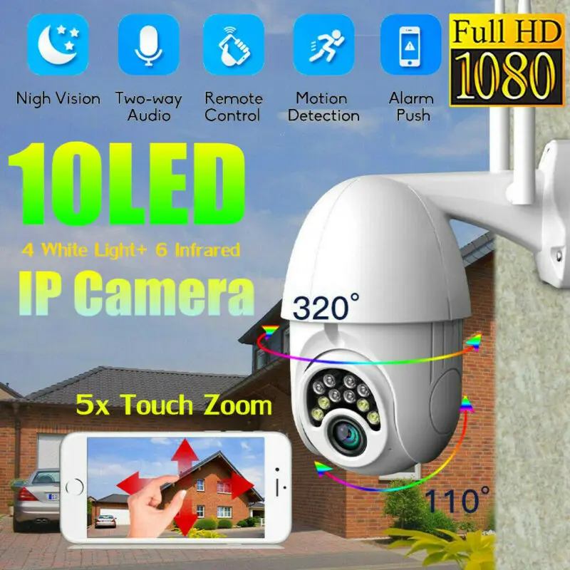 1080P HD IP Водонепроницаемая камера видеонаблюдения наружная WiFi PTZ Беспроводная инфракрасная камера безопасности