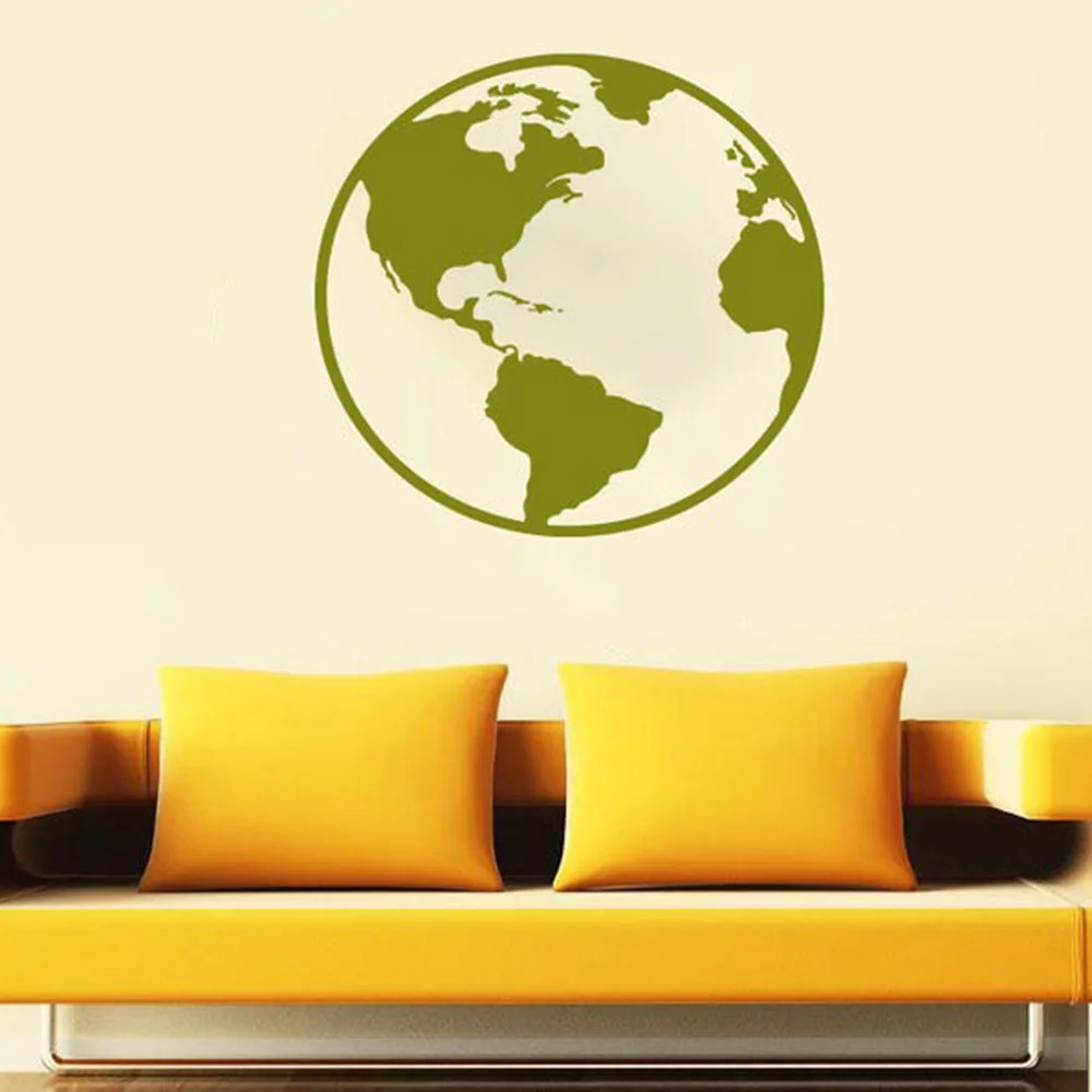 Earth Vinyl Wall Sticker Nature Globe Map Planet Life Seas Oceans Land Cosmos Home Decoration Accessories For Living Room C366