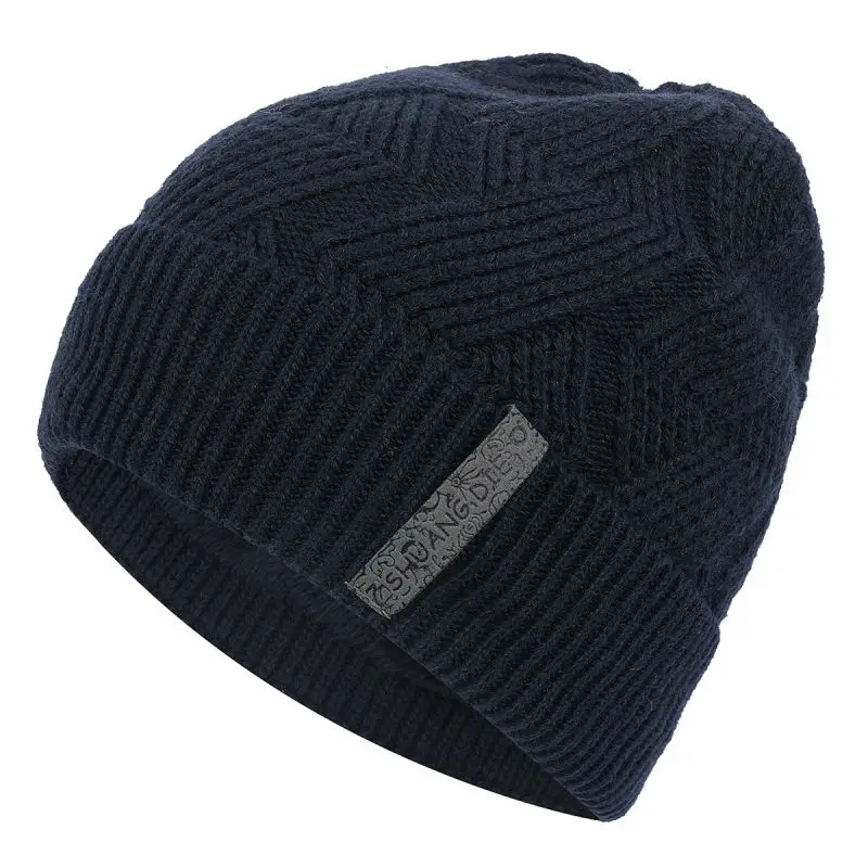 Синий Women Winter Hat Knit Solid Color Warm Comfortable Slouchy Hats - Цвет: Синий