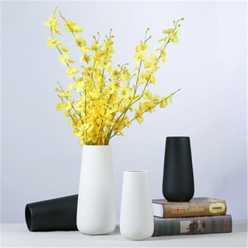 北欧セラミック花瓶ホーム装飾品デスクトップ創造的な花瓶ホーム装飾クラフト偽花ポット白黒 Vases Aliexpress