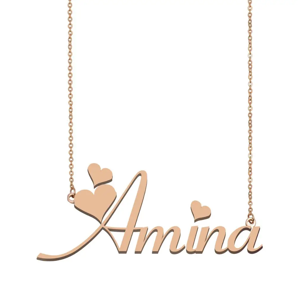 Amina Name Necklace Sterling Silver Custom Nameplate for Women Girls ...