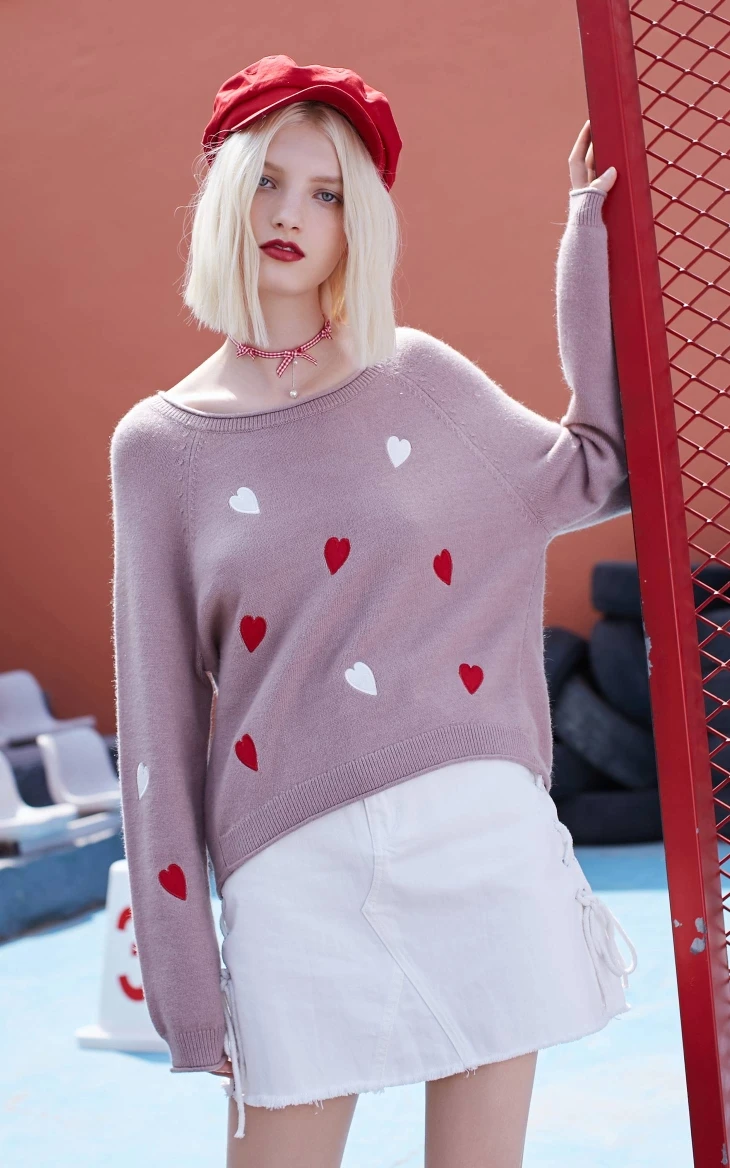 Vero Moda свитер женский женский свитер с узором в виде сердца и открытыми плечами, свободный крой, шикарный | 318313505