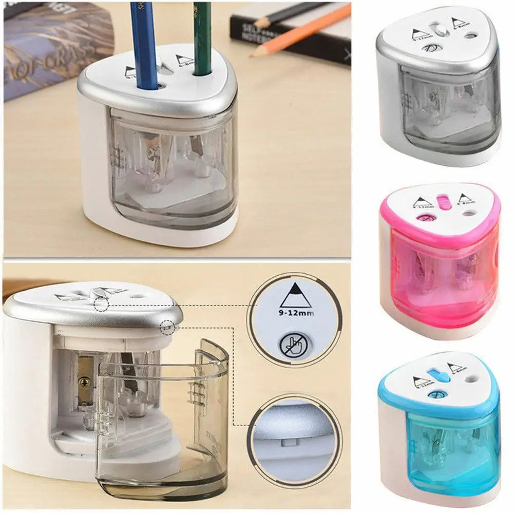 

New Electric Pencil Sharpener Automatic Pencil Sharpener Sharpener Taille School Pencil Switch Two-hole Office Crayon P8S1