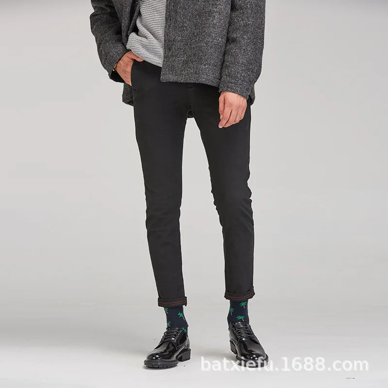 

Autumn New Style Solid Color Slim Fit Skinny Pants Men's Multi-color Casual Pants Cotton MEN'S Ninth Pants 2301 #