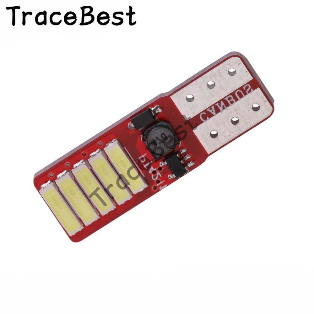 

4pcs Auto T10 W5W Wedge Light Parking Bulb No Error 10 Transmitter 7020 SMD LED DC 12V 159 161 168 2521 Z20289