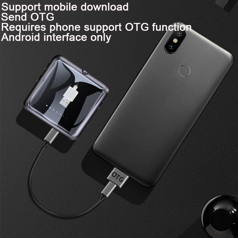 Мини MP3-плеер с зажимом, Bluetooth, с 1,5 дюймовым сенсорным экраном, портативный MP3 музыкальный плеер, металлический аудиоплеер с FM для бега