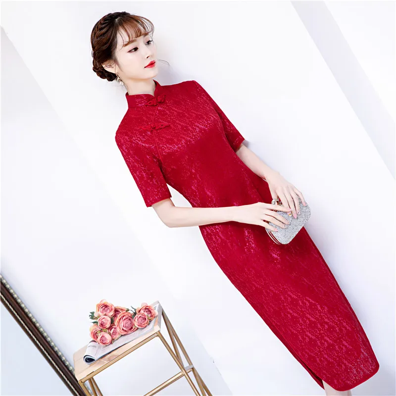 Gu xiu улучшенные композитные материалы кружева хипстер Young shao nv kuan Cheongsam средней длины Весна и лето стиль Cheon
