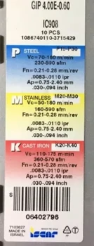 

10PCS ISCAR CARBIDE GIP 4.00E-0.60 IC908