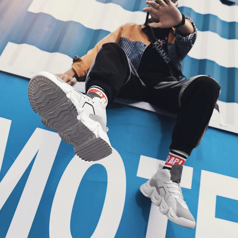 

Combination-2019 Autumn And Winter Men Hight-top Casual Shoes-Style Athletic Shoes Korean-style Trend Thick Bottomed Running Sho