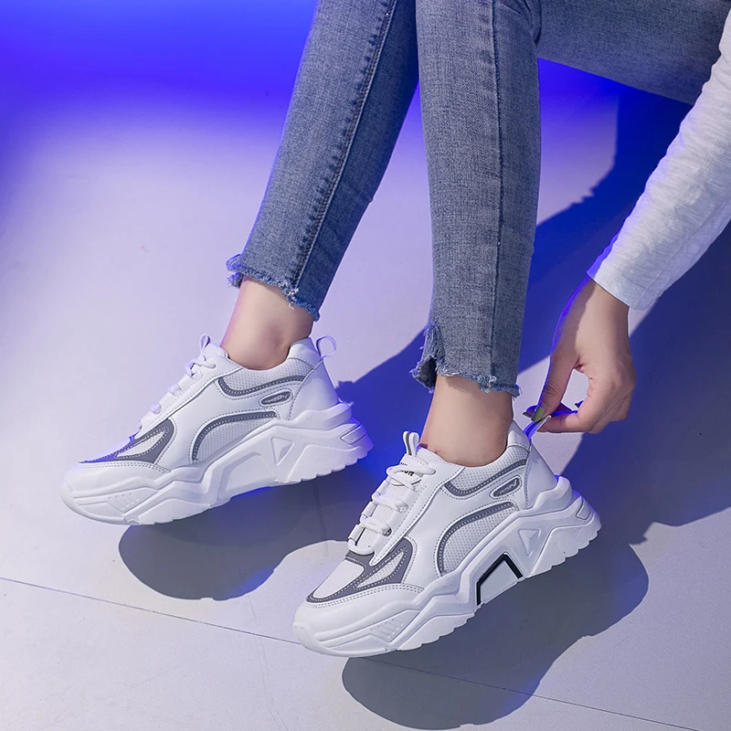 

Womens Shoes Sneakers Casual Mixed Colors Sport Shoes Round Toe Comfortable Mesh Flat Platform Lace-Up Sneakers Zapatos De Mujer