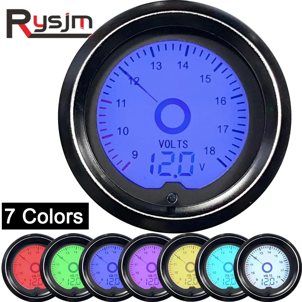

2 inch 52mm 12V Digital Voltmeter Volt Gauge Meter 7 colors Backlight Volts Volt Meter panel instrumentation car voltage auto
