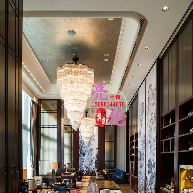 Luxury hotel lobby lobby crystal light clubhouse KTV hotel rotunda villa spiral staircase long chandelier