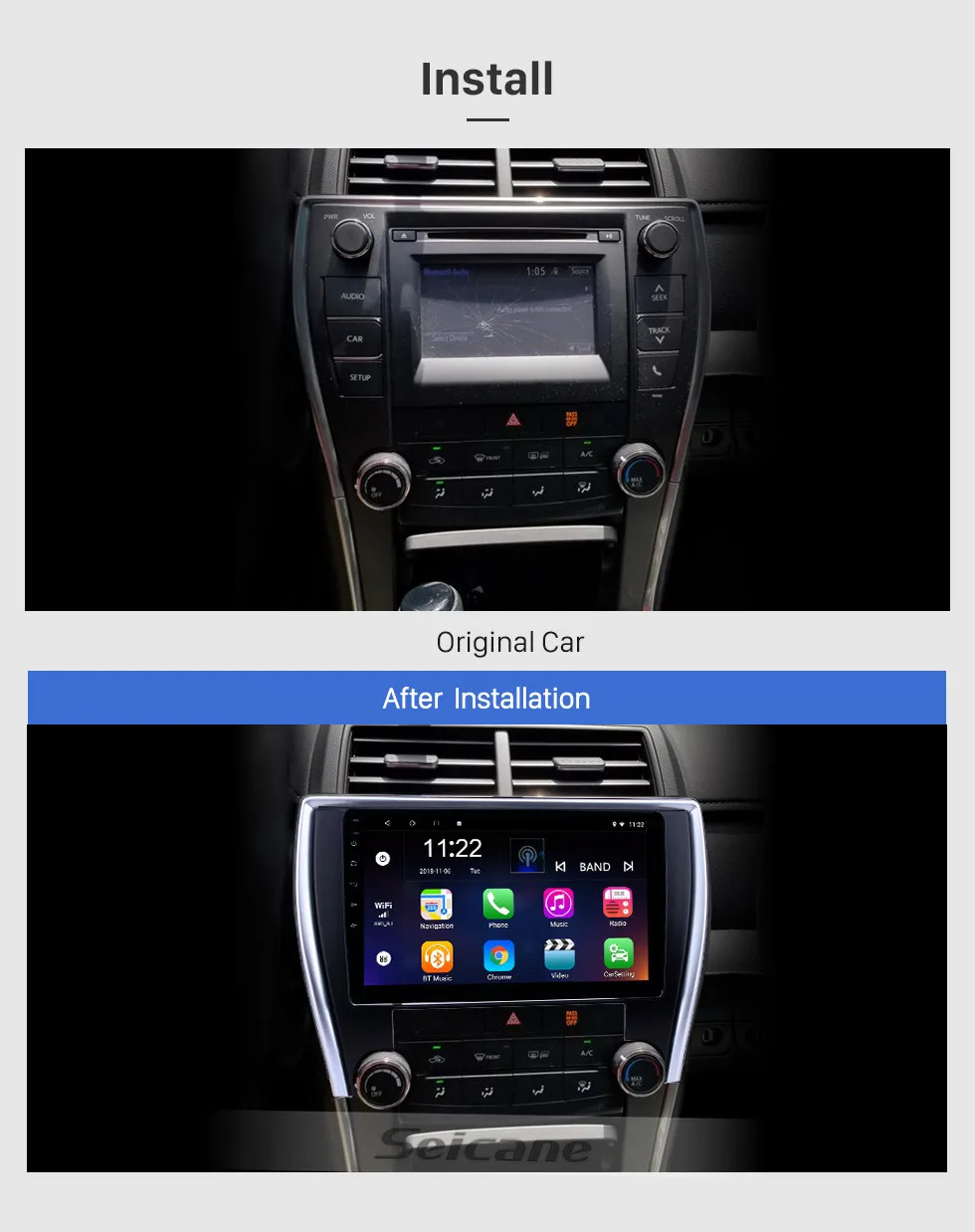 Seicane Автомобильный gps 10," Android 9,0 навигация авто радио для Toyota Camry(Американская версия) ips Carplay поддержка резервная камера