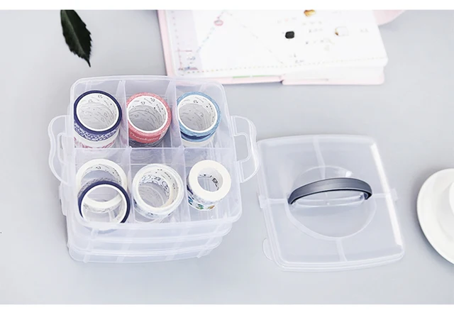 18/30 Grids Three Layer Plastic Storage Box Kids DIY Scrapbooking  Stationery Container Transparent Craft Paper Organizer - AliExpress