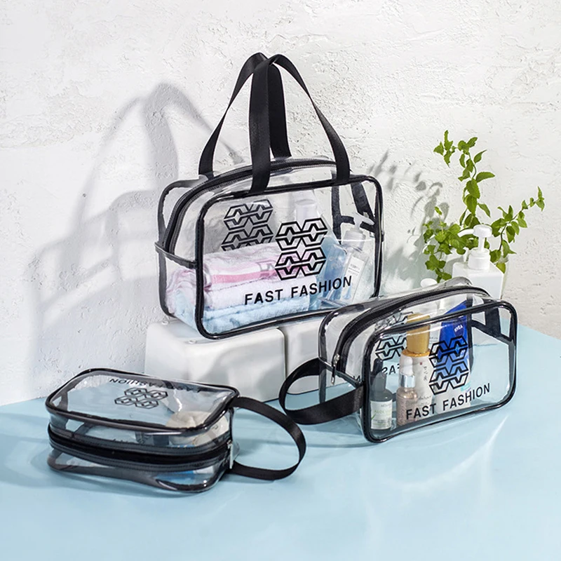 

Travel Transparent Cosmetic Bag Waterproof Toiletry Wash Bag Storage Pouch Make Up Organizer Women Zipper Clear PVC Beauty Case