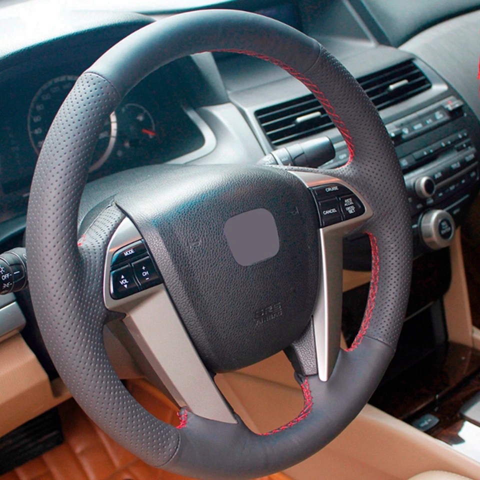 Черный чехол на руль из искусственной кожи ручной работы для Honda Accord 8 Crosstour Odyssey 2010-2013