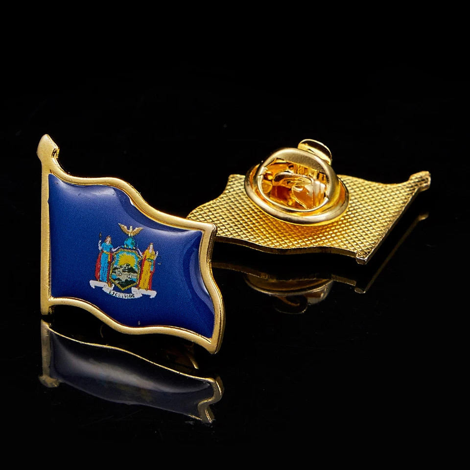 5PCS USA New York State Waving All States of USA Epoxy Medal Flag Lapel Pin Badge Brooch Accessories