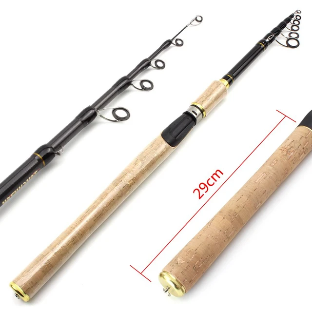 1.8m-3.6m Multifunction Portable fishing rod Carbon wooden handle Spinning  Rod carp for Fresh Salt Water fishing fish pole