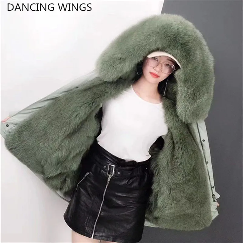 Chaquetas Mujer Женская парка из натурального Лисьего меха, зимняя меховая подкладка из натурального Лисьего меха, пальто для женщин