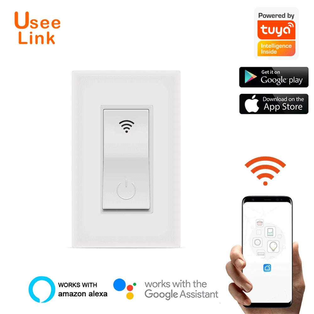 

UseeLink smart light switch,WiFi Wall smart switch,worth with Alexa and Google Assistant,no hub required,powered by tuya