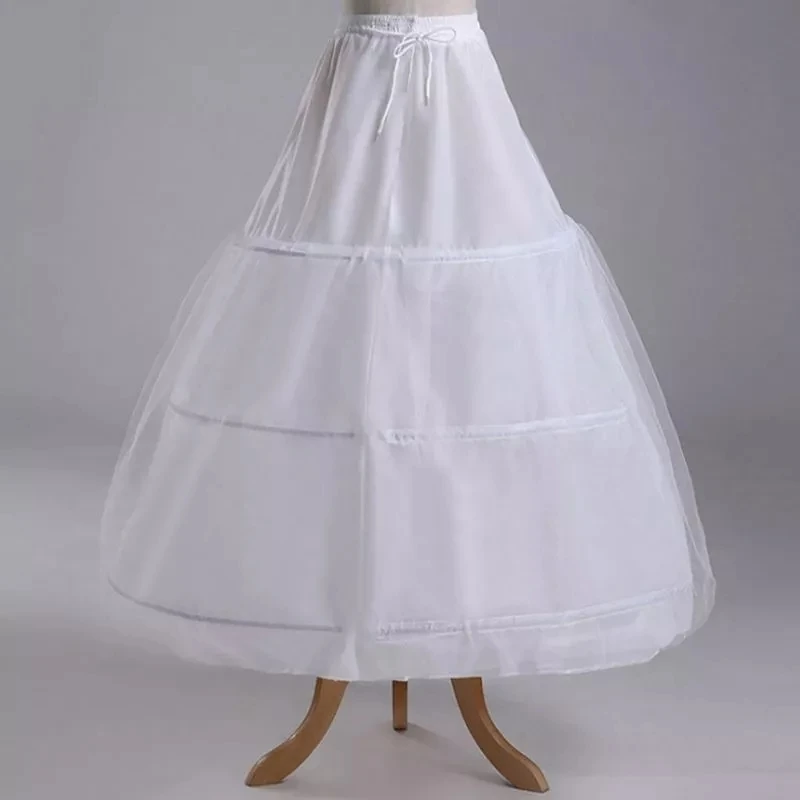 

Bridal Wedding Dress Skirt Lined 3-rings 1-layer Elastic Drawstring Belt Adjustable Long Slip Petticoat