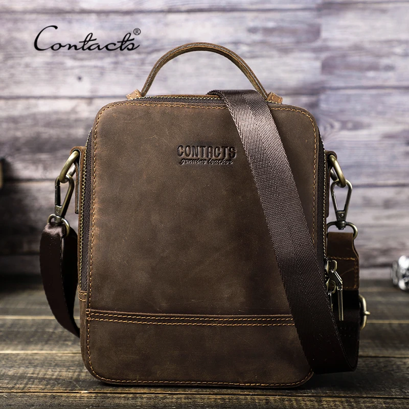 CONTACT'S Men's Bag Designer Genuine Leather Men Small Shoulder Bag Vintage  Crossbody Messenger Male Purse Phone Bags Handbag - AliExpress