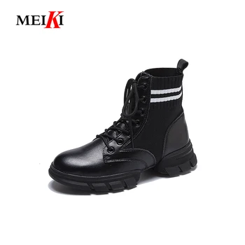 

MEIKI 2019 New Brand Autumn and winter explosions suede canvas color matching wild high-top women shoes Size 35-39