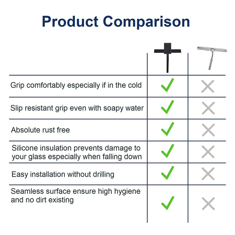 Силиконовый скребок для душа с крюком, Нескользящий Захват, бытовой скребок для окон, скребок для стекла, скребок для стекла, очиститель для окон