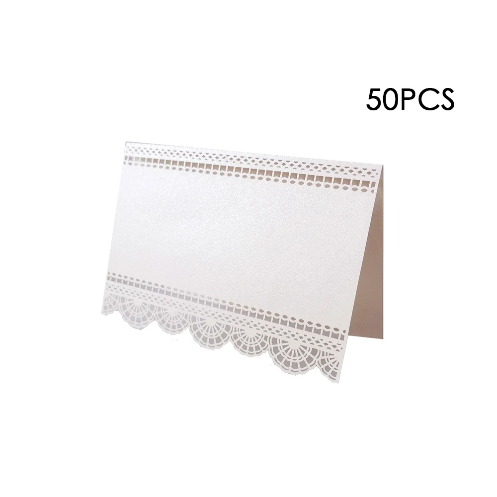 02 50pcs Lace Wedding Table Place Cards Hollowed Table Card Banquet Seat Party Supplies Wedding Table Decoration Party Name Cards - Цвет: 02