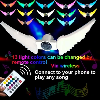 

Wireless Remote Control Bulb 50W Colorful 13 Color LED Bluetooth Speaker Music Bulb Home Decoration Angel Wings Bulb