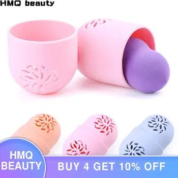 

1 pcs makeup sponge holders puff Storage Box Capsule Unique Soft Silicone Breathable Cosmetic Sponge Drying Case Egg Puff Holder