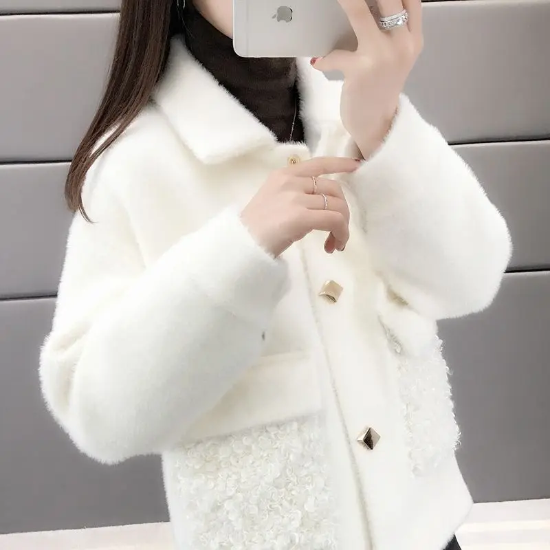 

2019 autumn winter warm clothing Female jacket plush coat artificial fluffy fleece jacket women's coat outwear female