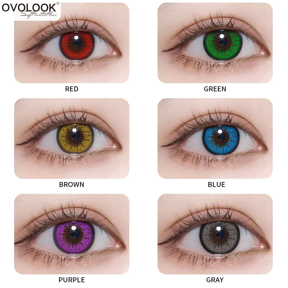 OVOLOOK-2pcs/pair Anime Contact Lenses for Eyes Cosplay Eye Color Lens  Beauty Pupil Colored Eye