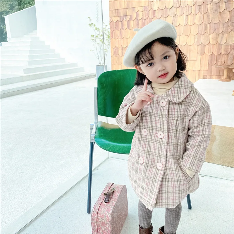

Girls Baby's Kids Coat Jacket Outwear 2022 Warm Thicken Plus Velvet Winter Autumn Buttons Lamb Woolen Children's Clothes