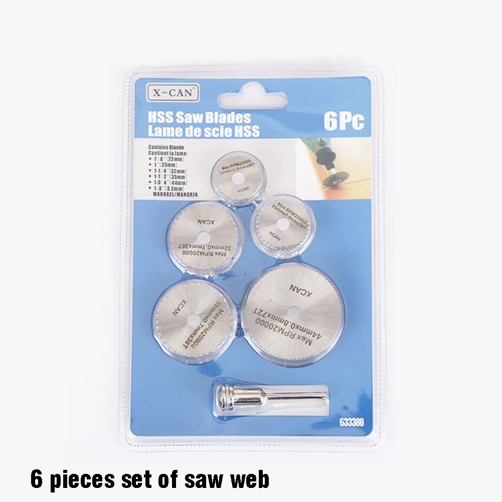 

6/7-piece Mini High-speed Steel HSS Rotary Tool 10-25mm Circular Saw Blades Cutting Discs Mandrel for Electric Grinding Cut off