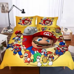 Супер Марио Bros постельное белье набор пододеяльников наволочки Марио Декор детской комнаты одеяло наборы постельного белья постельное